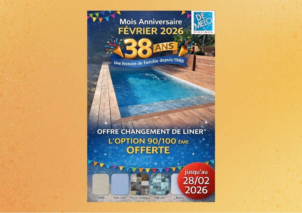 OFFRE CHANGEMENT LINER EN GIRONDE PAR DE MELO PISCINES, 90/100 ème OFFRET FEVRIER 2026