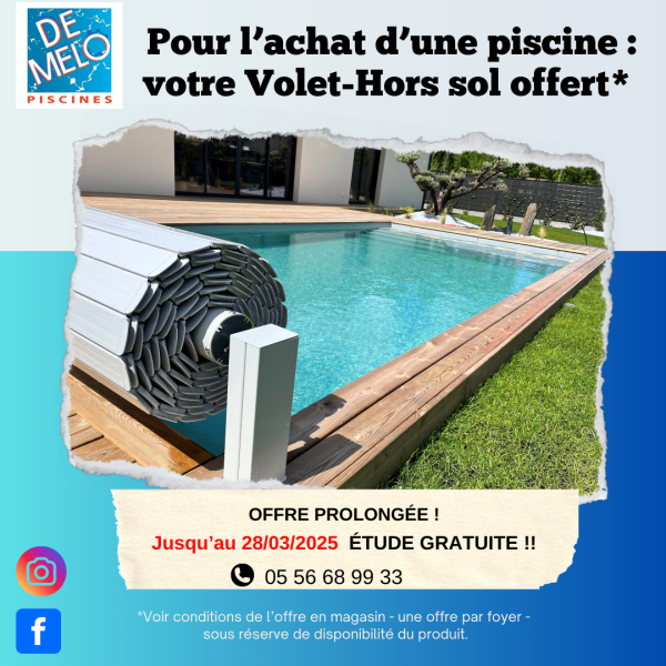 Votre volet hors-sol offert pour toute signature de piscine chez De Melo Piscines à Saint Jean d'Illac